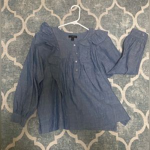 J Crew Ruffle Chambray Shirt